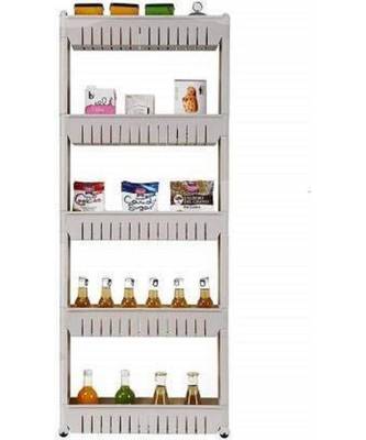 5 Tier Slim Multipurpose Storage Rack   Space Saving Storage Organizer Shelf with Wheels   132x54x12cm (White) 1