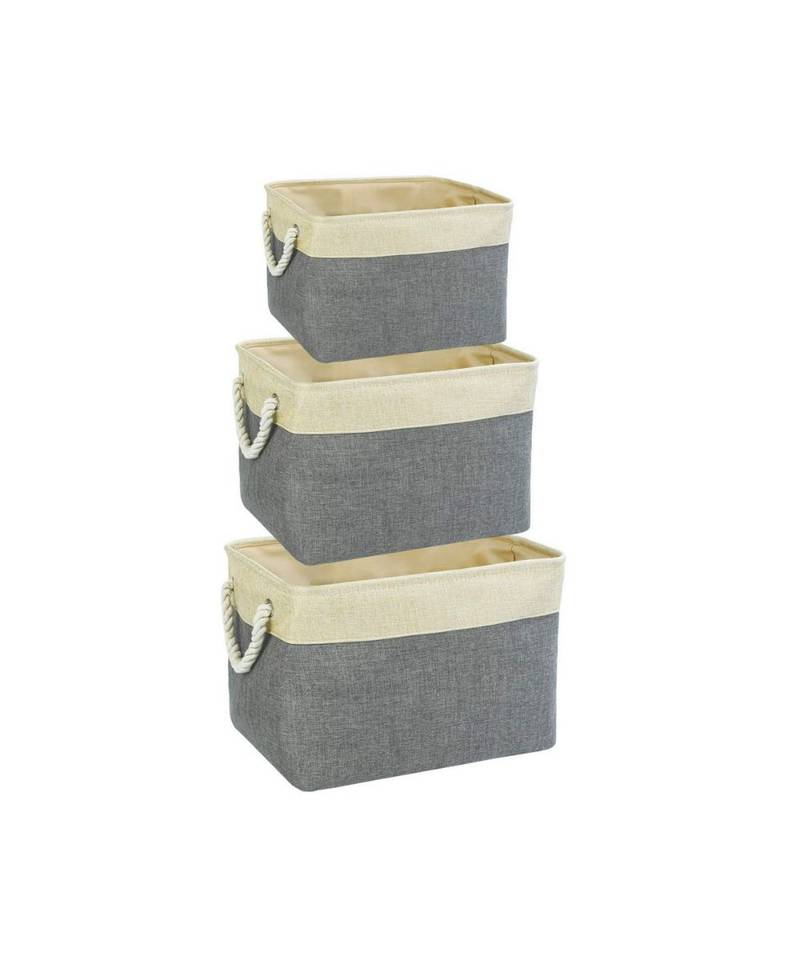 foldable Storage Basket Bin Organizer Set for Wardrobe Clothes Dress Books And Toys   Set of 3