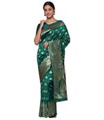 Glemora Green Fancy Ethnic Wear Silk Blend  Traditional Saree