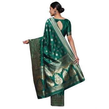 Glemora Green Fancy Ethnic Wear Silk Blend  Traditional Saree 3