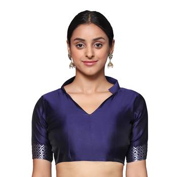 Glemora  Nevy Blue Fancy Ethnic Wear Silk Blend  Traditional Saree 4