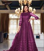 Wine embroidered net salwar