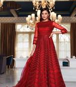Red embroidered net salwar