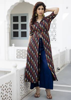 Blue printed viscose rayon cotton-kurtis 4