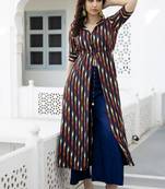 Blue printed viscose rayon cotton-kurtis