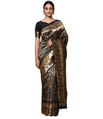 Glemora Black Fancy Ethnic Wear Silk Blend  Traditional Saree
