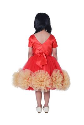 Red plain polyester kids-girl-gowns 2