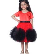 Red plain polyester kids-girl-gowns