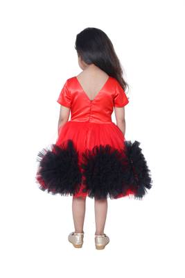 Red plain polyester kids-girl-gowns 2