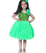 Green plain polyester kids-girl-gowns