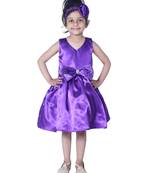 Purple plain polyester kids-girl-gowns