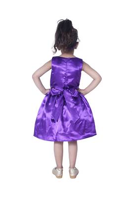 Purple plain polyester kids-girl-gowns 2