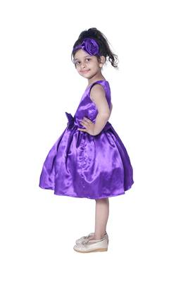 Purple plain polyester kids-girl-gowns 3