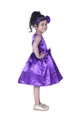 Purple plain polyester kids-girl-gowns 4