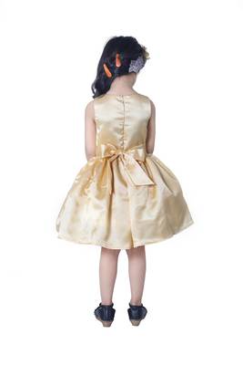 Gold plain polyester kids-girl-gowns 2