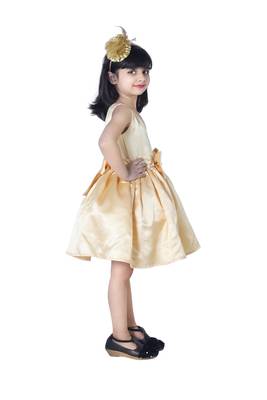Gold plain polyester kids-girl-gowns 4
