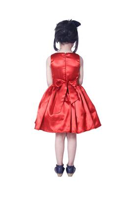 Red plain polyester kids-girl-gowns 2