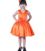 Orange plain polyester kids-girl-gowns