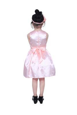 Beige plain polyester kids-girl-gowns 2