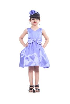 Purple plain polyester kids-girl-gowns 1