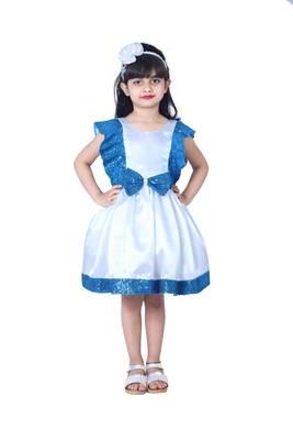 Blue plain polyester kids-girl-gowns 1