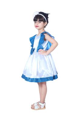 Blue plain polyester kids-girl-gowns 3