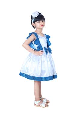 Blue plain polyester kids-girl-gowns 4