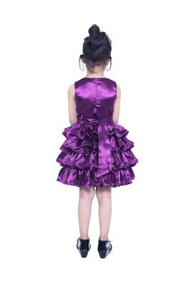 Purple plain polyester kids-girl-gowns 2