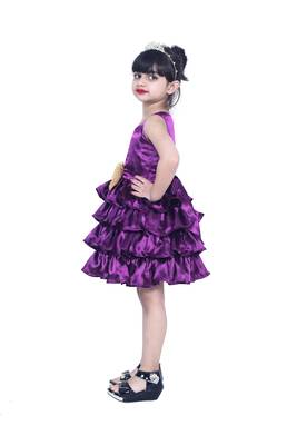 Purple plain polyester kids-girl-gowns 3