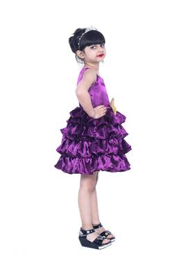 Purple plain polyester kids-girl-gowns 4