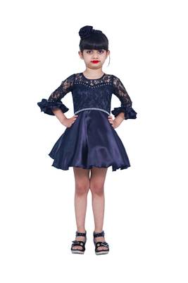 Black plain polyester kids-girl-gowns 1