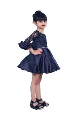 Black plain polyester kids-girl-gowns 4
