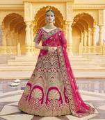 Stunning Pink Heavy Hand Work & Embroidered Velvet Bridal Lehenga