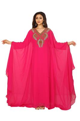 Dark Pink hand Embroidered Farasha 1