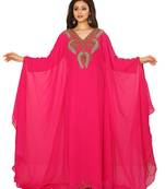 Dark Pink hand Embroidered Farasha