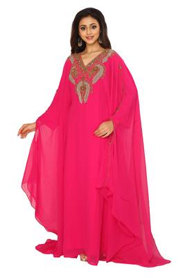Dark Pink hand Embroidered Farasha 2