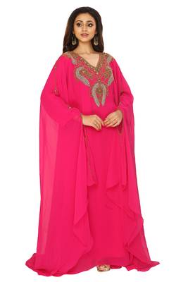 Dark Pink hand Embroidered Farasha 3