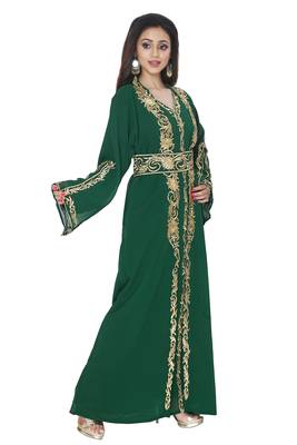 Dark Green Embroidered Kaftan 3