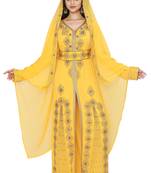Yellow Kaftan With Dupatta 