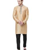 Gold embroidered art silk men-kurtas