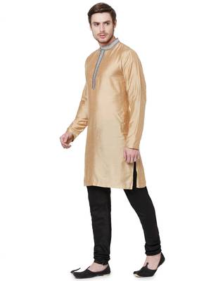 Gold embroidered art silk men-kurtas 3