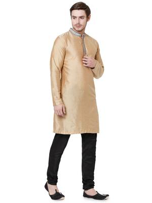 Gold embroidered art silk men-kurtas 4