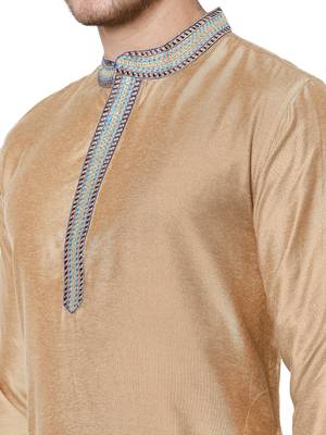 Gold embroidered art silk men-kurtas 5