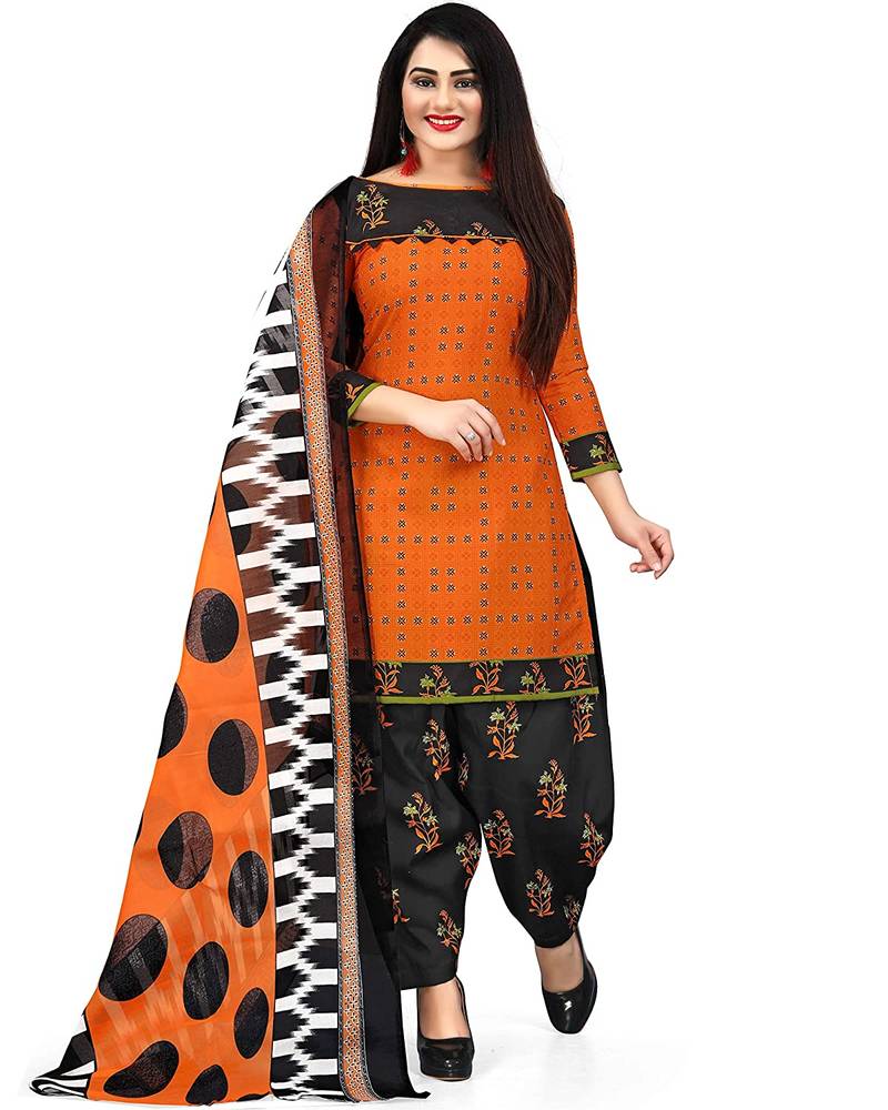 Women's  Cotton Printed Salwar Suit Material With Printed Dupatta