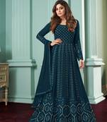 Rahi Fashion Sea Blue Faux Georgette Sequence embroidered Work Semi Stitched Anarkali Gown 