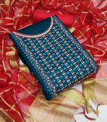 Women'S Turquoise Glaze Cotton Unstitched Dress Material