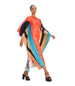 Women Digital Printed Lounge Wear Geometric Pattern Satin Silk Kaftan