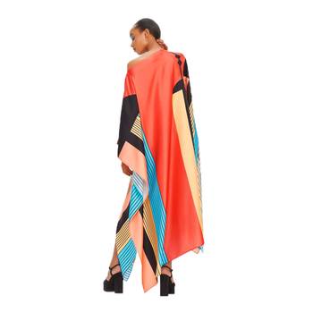 Women Digital Printed Lounge Wear Geometric Pattern Satin Silk Kaftan 5