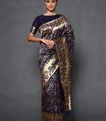 Glemora Blue Fancy Ethnic Wear Silk Blend  Traditional Saree