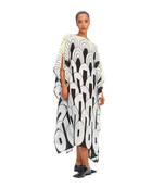 Free Size Outdoor Wear Geometric Boat Neck Style Silk Crepe Printed Women Kaftan